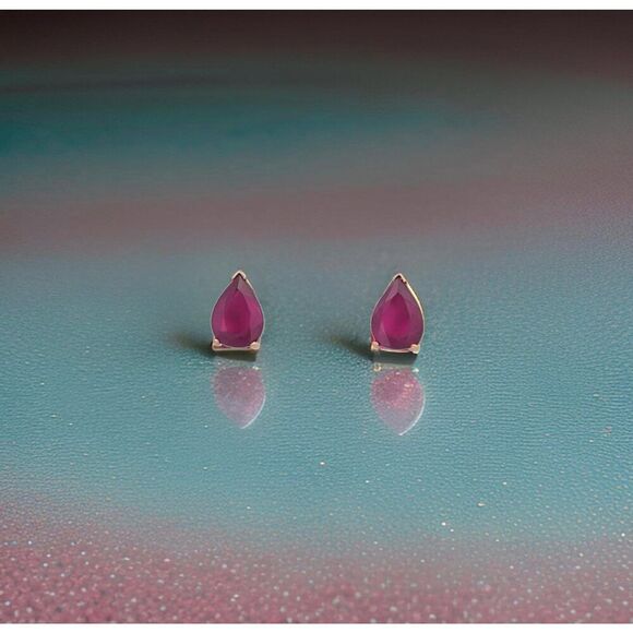 Natural Ruby Stud Earrings 14k Yellow Gold 2.70 TCW Certified $3,375 215622 - Picture 1 of 11